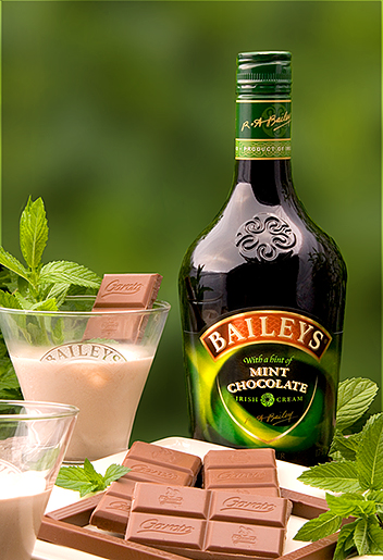 Baileys chocolate, mint Irish Cream NJ product still life photography